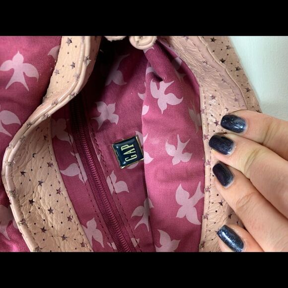 GAP Perforated Stars Pink Leather Handbag - Picture 7 of 7